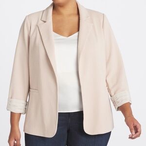 Skies are Blue Curvy Everyday Blazer in Beige, Size 3X